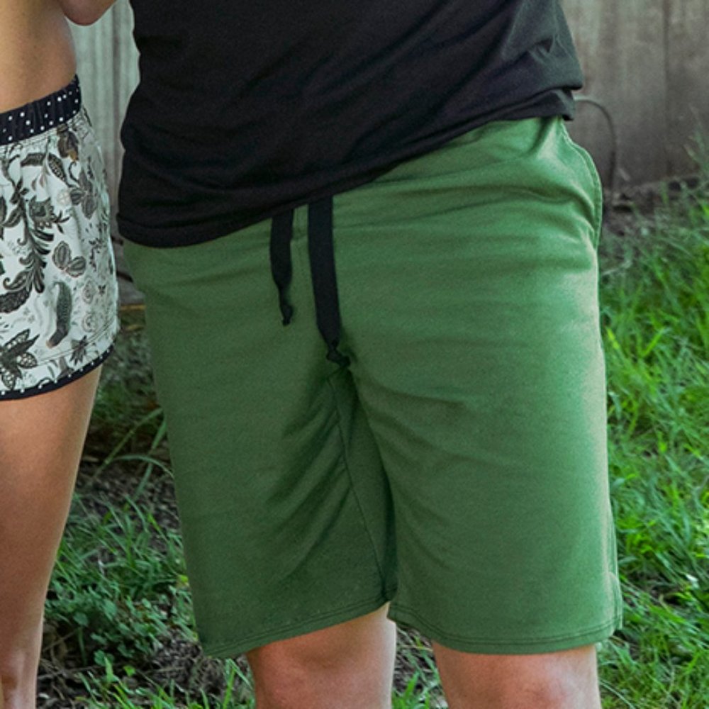 MAJAMAS mens casual cotton shorts / olive green